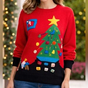 Vanari Vintage Women’s Size L Christmas Tree Red/Green Red/Green Sweater